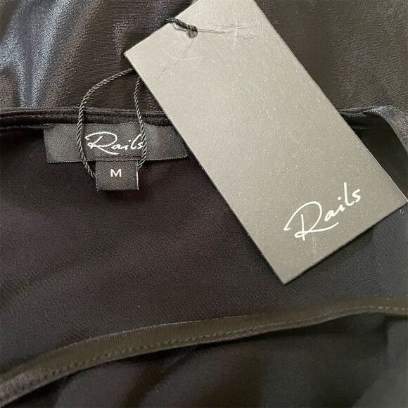 RAILS Women's Black Lottie Slip Dress Size Medium Strappy Back Satin Finish NWT - Picture 8 of 11